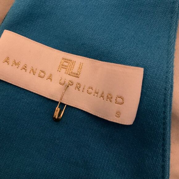 Amanda Uprichard Y2K turquoise Bodycon Midi Dress blue stretch office siren S - Picture 15 of 15